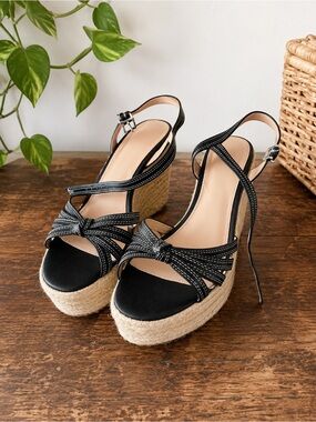 Urban Outfitters Bow Espadrille Platform Wedge Sandals
